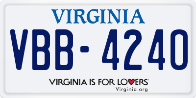VA license plate VBB4240