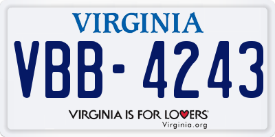 VA license plate VBB4243