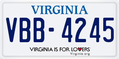 VA license plate VBB4245
