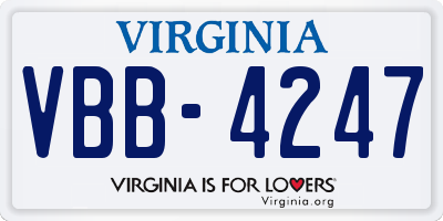 VA license plate VBB4247