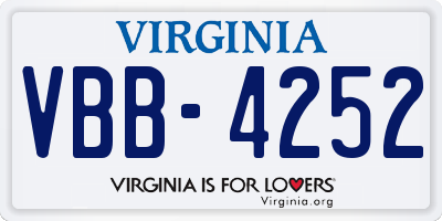VA license plate VBB4252