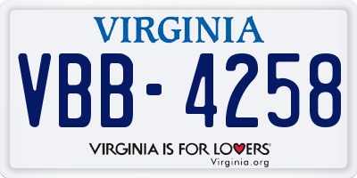 VA license plate VBB4258