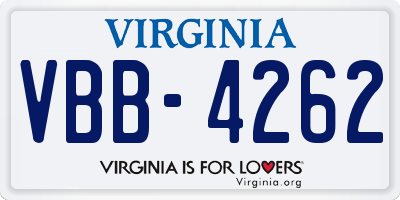VA license plate VBB4262