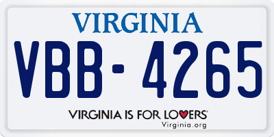VA license plate VBB4265