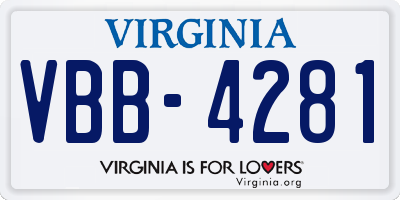 VA license plate VBB4281