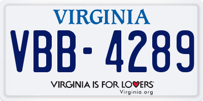 VA license plate VBB4289