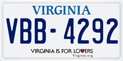 VA license plate VBB4292