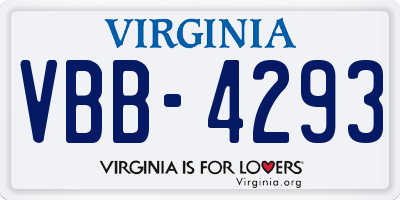 VA license plate VBB4293