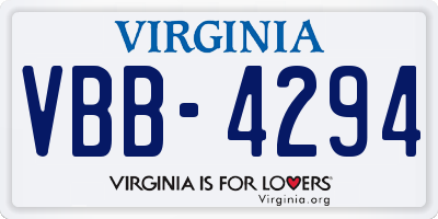 VA license plate VBB4294