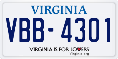VA license plate VBB4301
