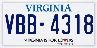 VA license plate VBB4318