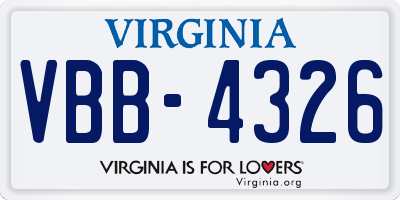 VA license plate VBB4326