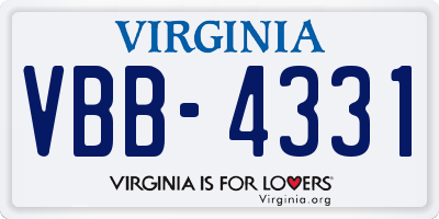 VA license plate VBB4331