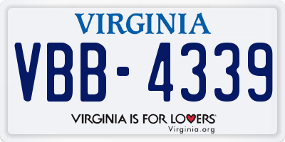 VA license plate VBB4339