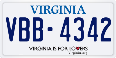 VA license plate VBB4342