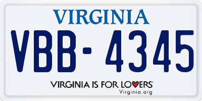 VA license plate VBB4345