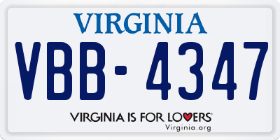 VA license plate VBB4347