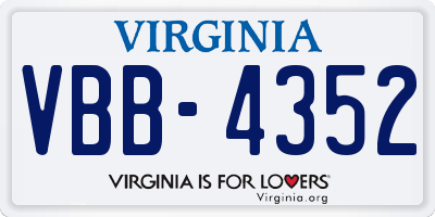 VA license plate VBB4352