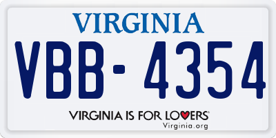 VA license plate VBB4354