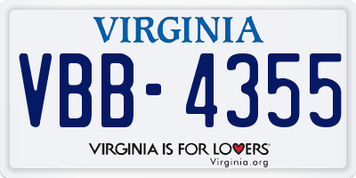 VA license plate VBB4355