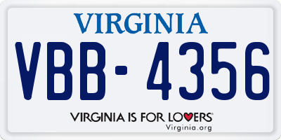 VA license plate VBB4356