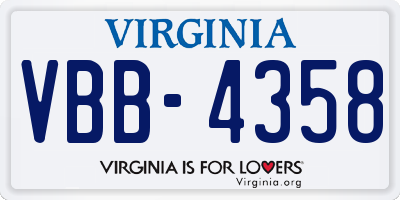 VA license plate VBB4358