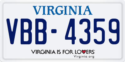 VA license plate VBB4359