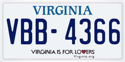 VA license plate VBB4366