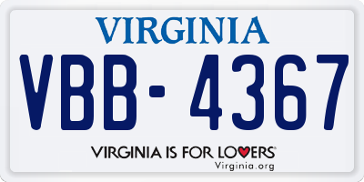 VA license plate VBB4367