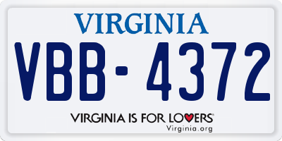 VA license plate VBB4372
