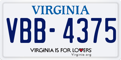 VA license plate VBB4375