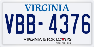 VA license plate VBB4376