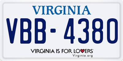 VA license plate VBB4380