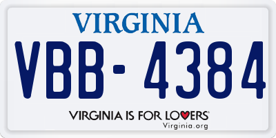 VA license plate VBB4384