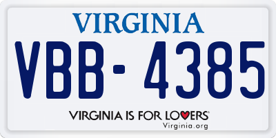 VA license plate VBB4385