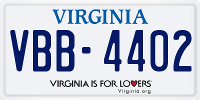 VA license plate VBB4402