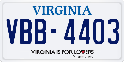 VA license plate VBB4403