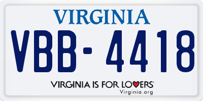 VA license plate VBB4418
