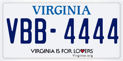 VA license plate VBB4444