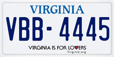 VA license plate VBB4445