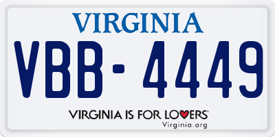 VA license plate VBB4449