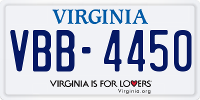 VA license plate VBB4450