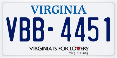 VA license plate VBB4451