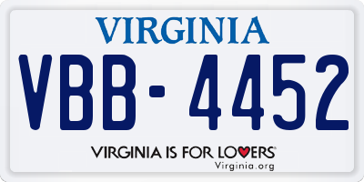 VA license plate VBB4452