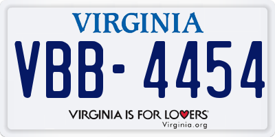VA license plate VBB4454