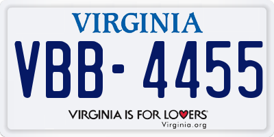 VA license plate VBB4455