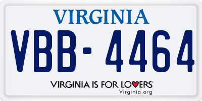 VA license plate VBB4464