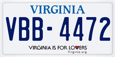 VA license plate VBB4472