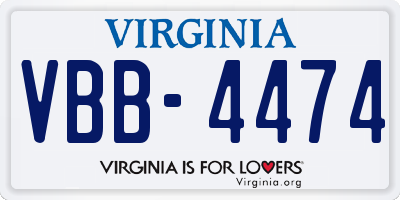 VA license plate VBB4474