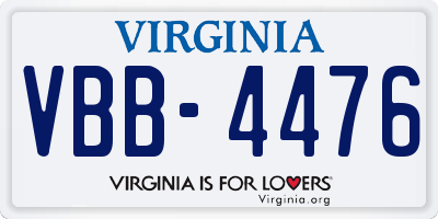VA license plate VBB4476